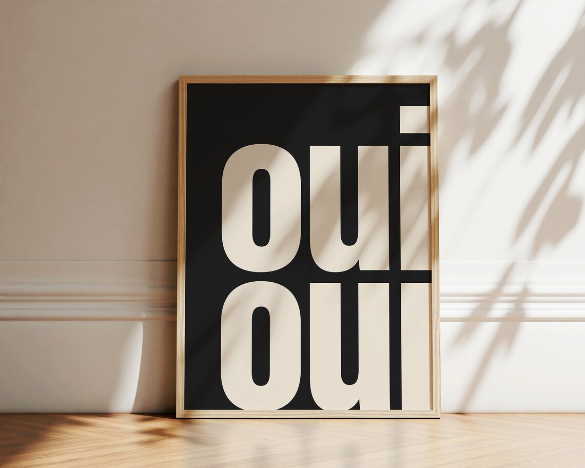 Oui Oui Typography Poster, French Retro Travel Art - Image 2