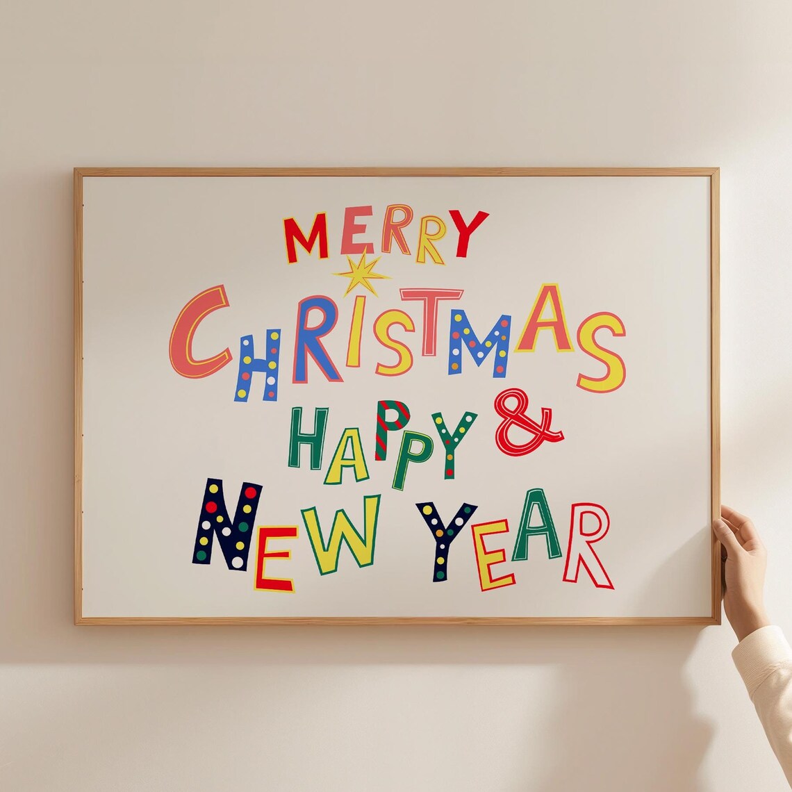 Merry Christmas And Happy New Year Colorful Fun Lettered Poster