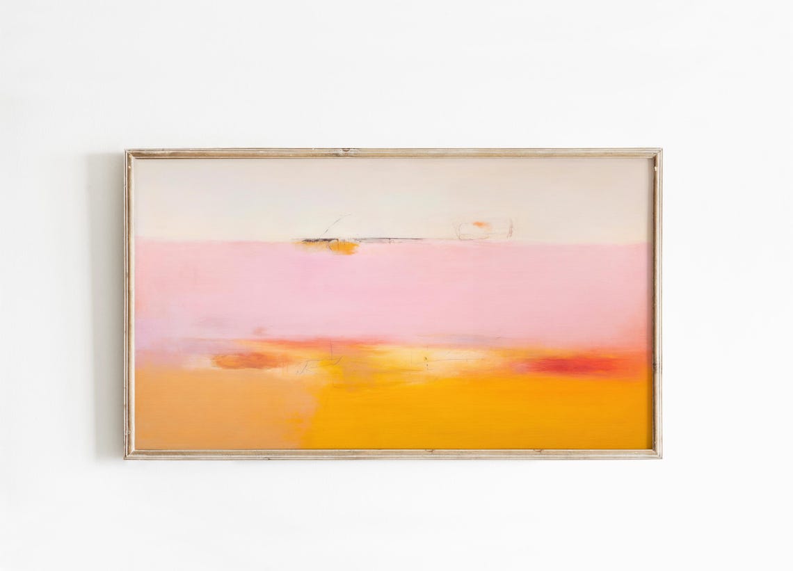 Blush Pink Gold Gradient Bands Minimalist Abstract Sunset Wall Poster