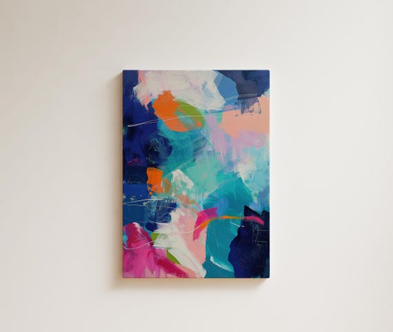Colorful Abstract Art Bold Wall Decor Contemporary Living Room Art Unique Piece V334