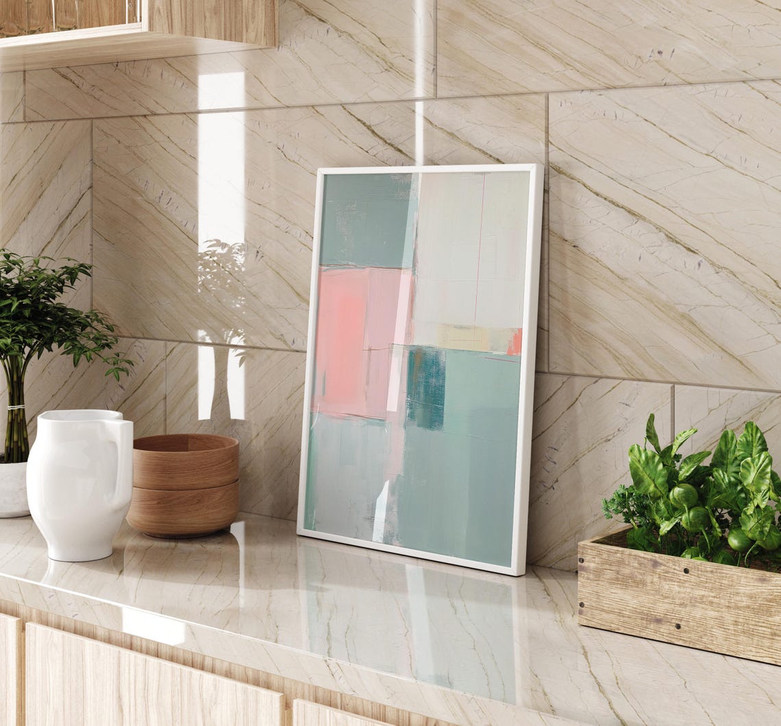 Sage Green Dusty Pink Cream Vertical Geometric Minimalist Poster - Image 4