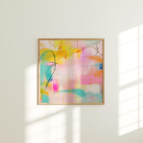 Art Large Modern Abstract Wall Art Bold And Colorful Prints For Living Room And Home Staging Decor Pink Yellow 003