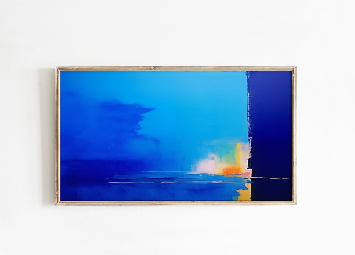 Electric Blue Minimalist Abstract Horizon Ocean Modern Wall Poster