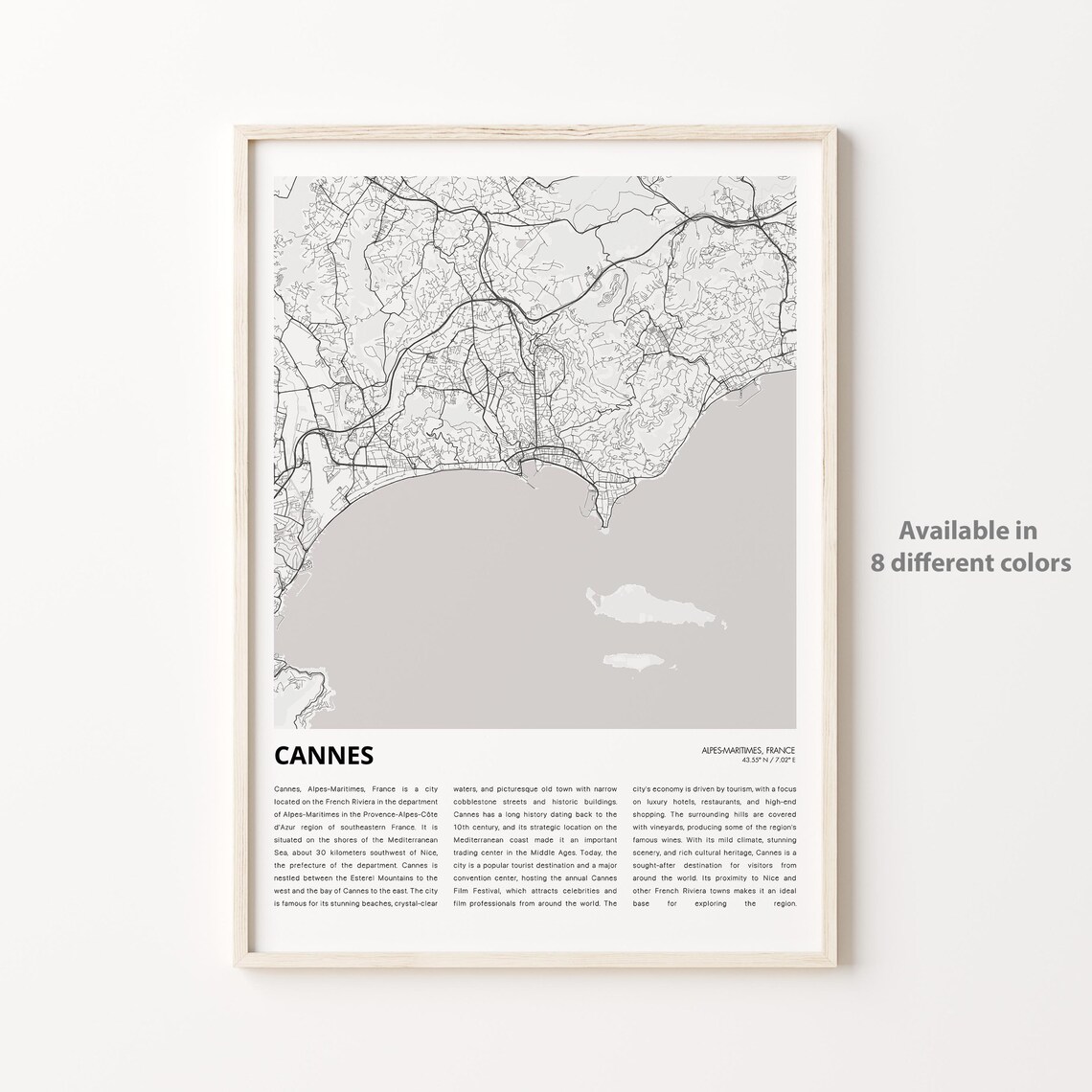Cannes France Riviera Minimalist City Map Line Art Travel Poster