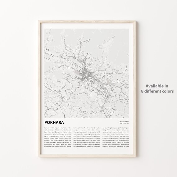 Pokhara Nepal City Map Himalayan Trekking Travel Minimalist Wall Poster