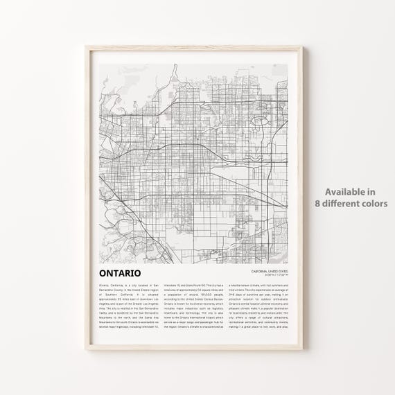 Ontario California Minimalist City Map With Coordinates Poster
