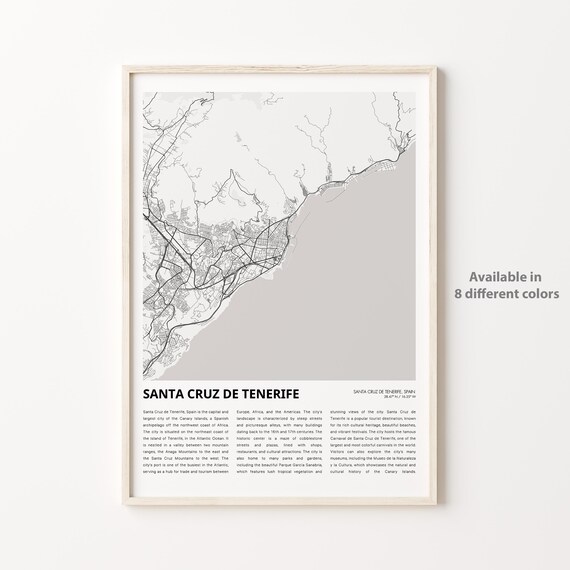 Santa Cruz de Tenerife Minimalist City Street Map Art Poster