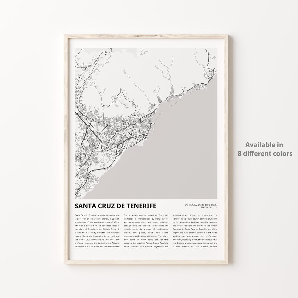 Santa Cruz de Tenerife Minimalist City Street Map Art Poster