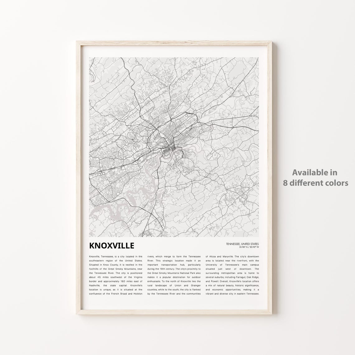 Knoxville Map Print Travel Wall Decor Art Tennessee Housewarming Gift