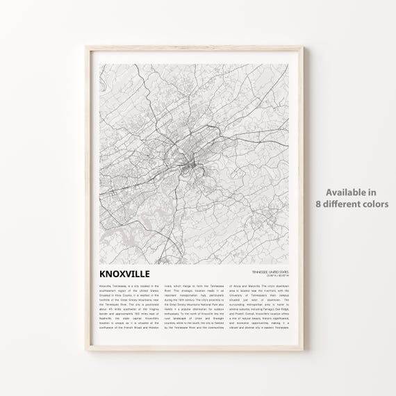 Knoxville Map Print Travel Wall Decor Art Tennessee Housewarming Gift