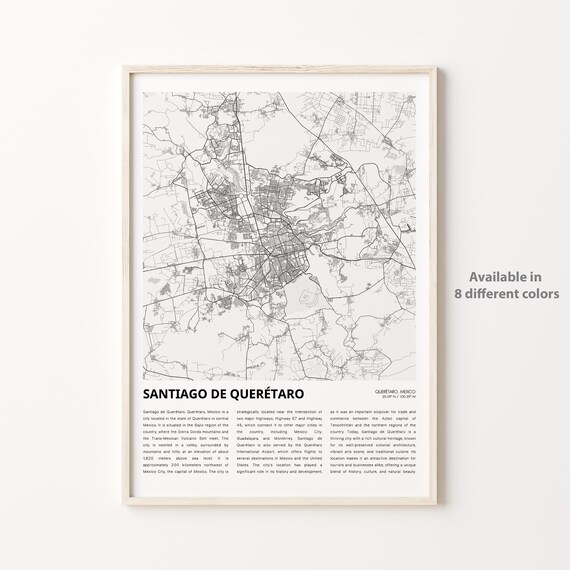 Santiago De Queretaro Mexico Minimalist City Map Art Travel Poster