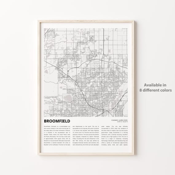 Broomfield Map Print Travel Wall Decor Art Colorado Housewarming Gift
