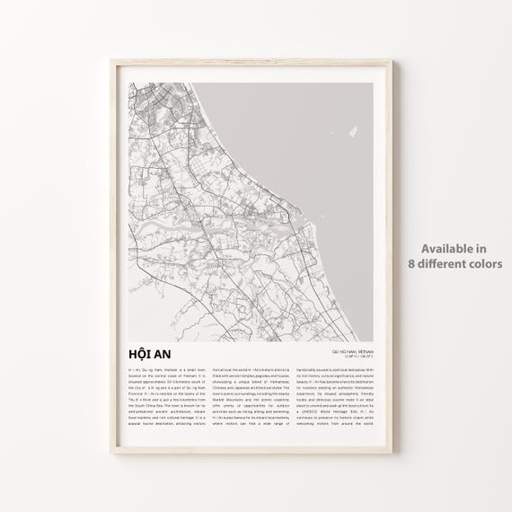 Hi An Map Print Travel Wall Decor Art Qung Nam Housewarming Gift