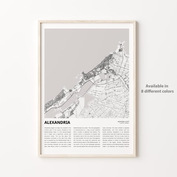 Alexandria Map Print Travel Wall Decor Art Housewarming Gift Poster Minimal