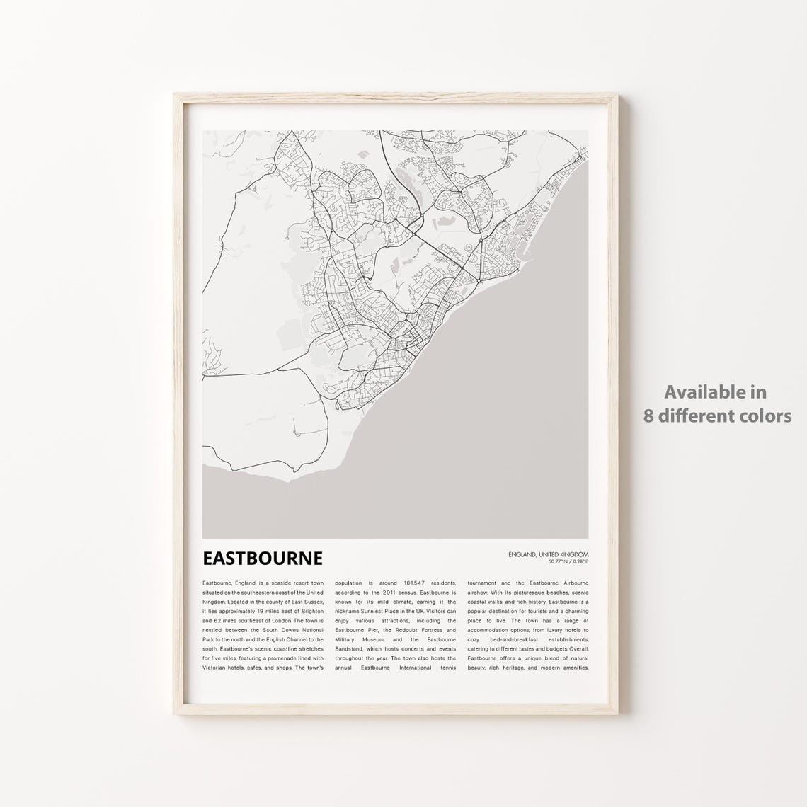 Eastbourne Map Print Travel Wall Decor Art England Housewarming Gift