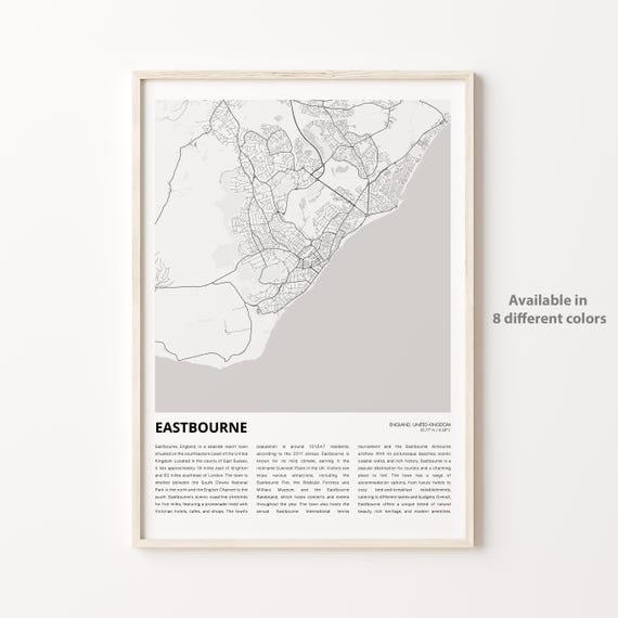 Eastbourne Map Print Travel Wall Decor Art England Housewarming Gift