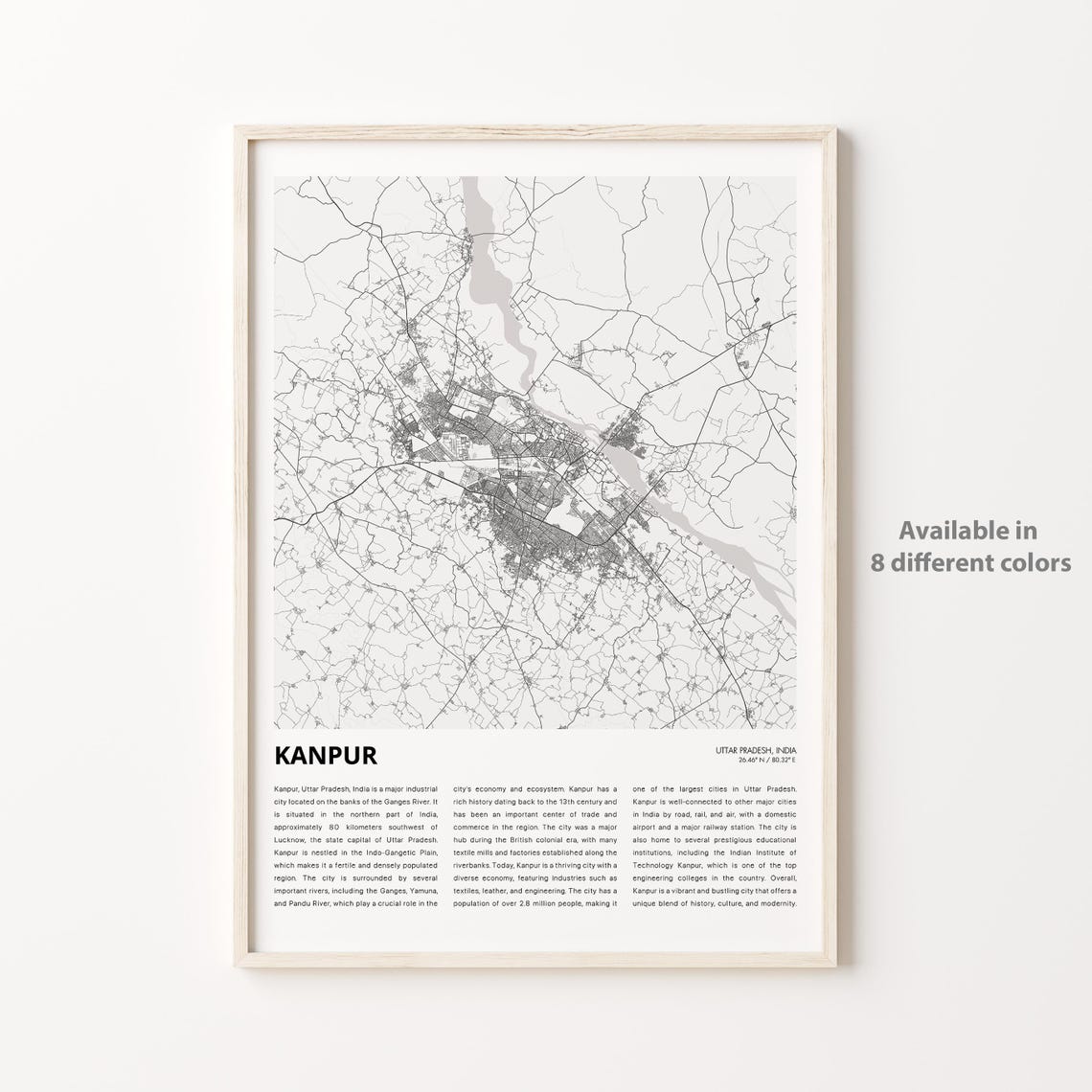 Kanpur India City Map Poster Minimalist Uttar Pradesh Street Art