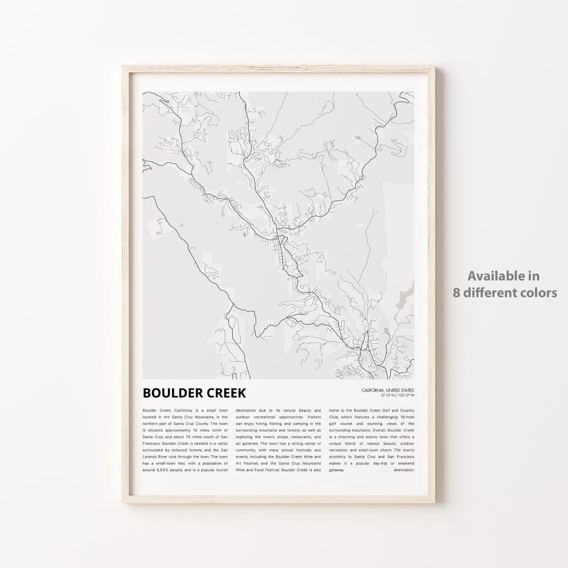 Boulder Creek Map Print Travel Wall Decor Art Housewarming Gift