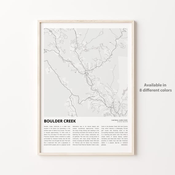 Boulder Creek Map Print Travel Wall Decor Art Housewarming Gift