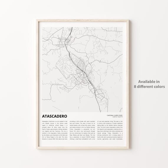Atascadero Map Print Travel Wall Decor Art Housewarming Gift