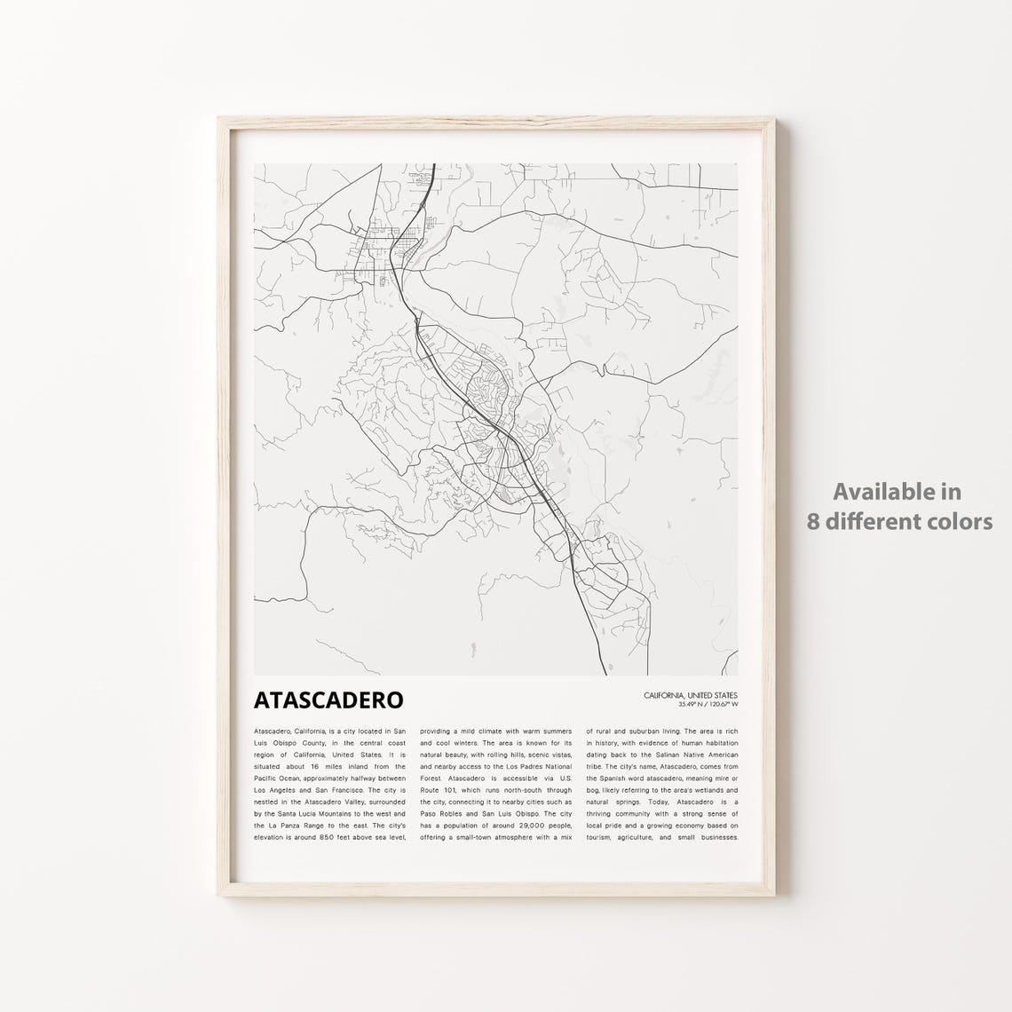 Atascadero Map Print Travel Wall Decor Art Housewarming Gift