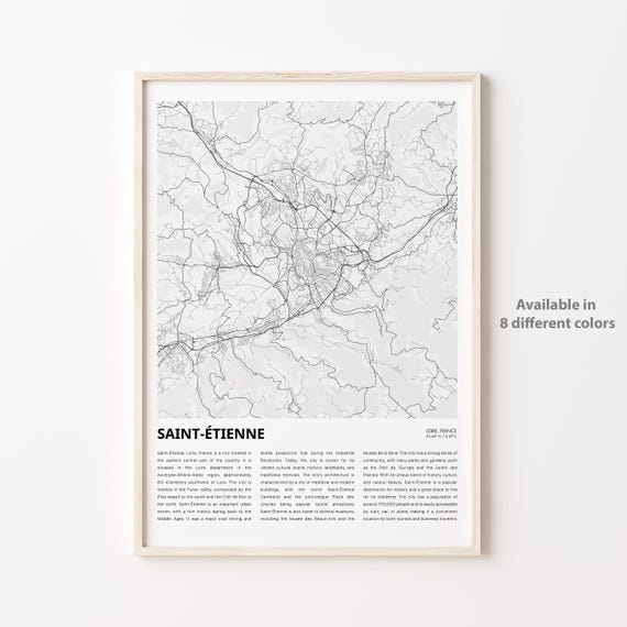 Saint-Etienne France Minimalist City Map Street Art Travel Poster