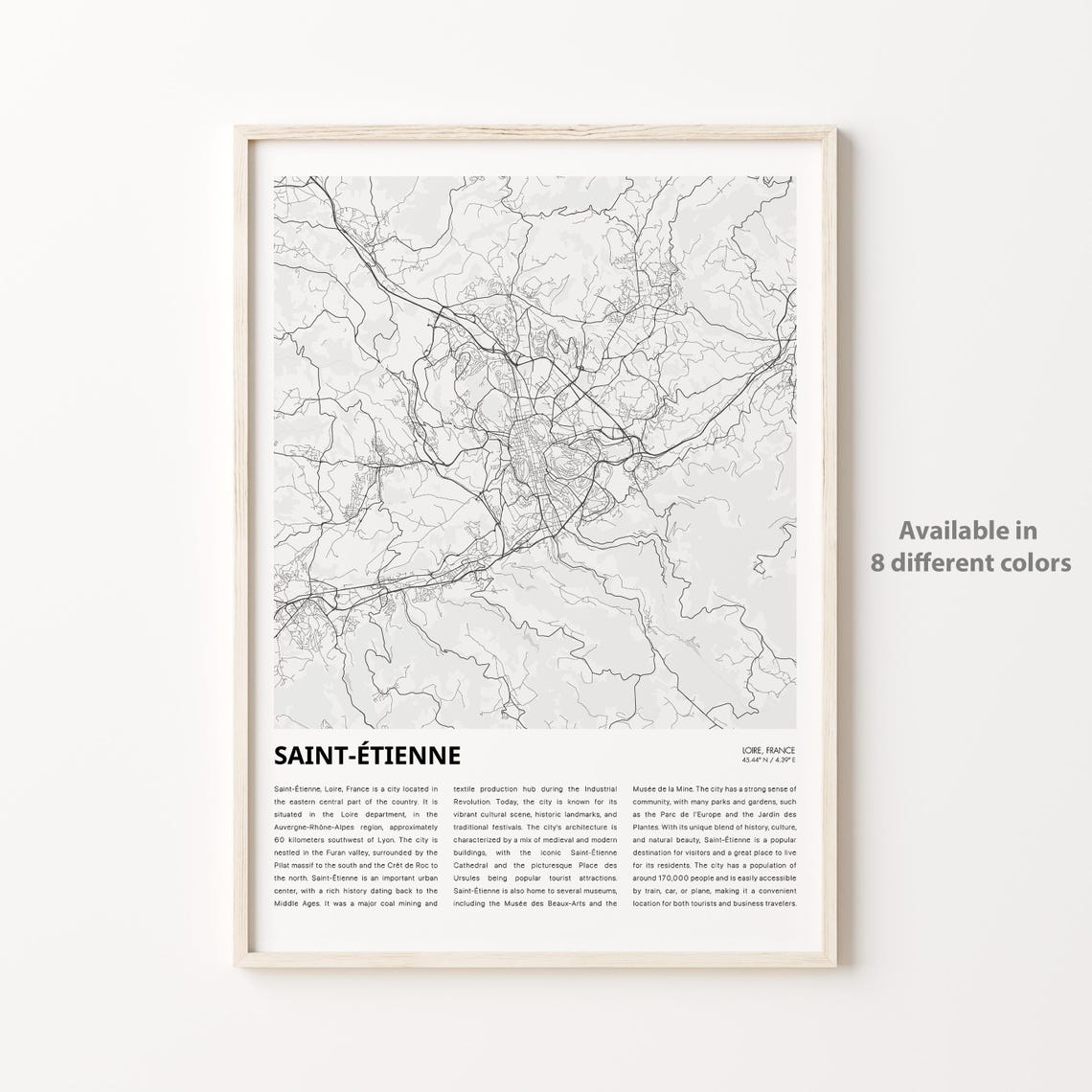 Saint-Etienne France Minimalist City Map Street Art Travel Poster