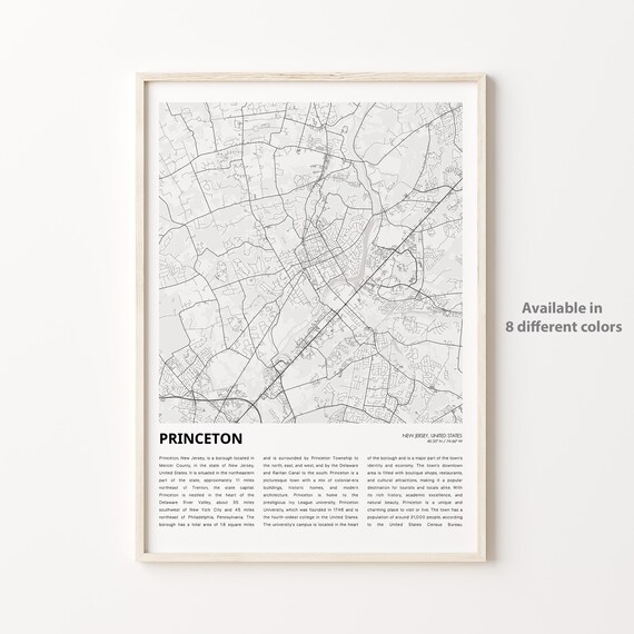 Princeton New Jersey Detailed Minimalist City Map Street Plan Poster