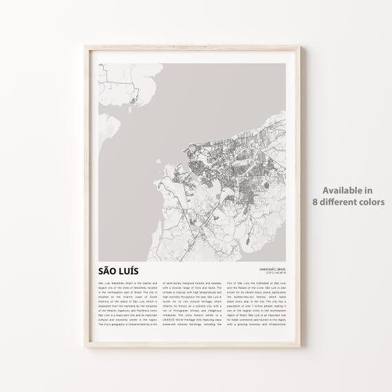 So Lus Map Print Travel Wall Decor Art Maranho Housewarming Gift