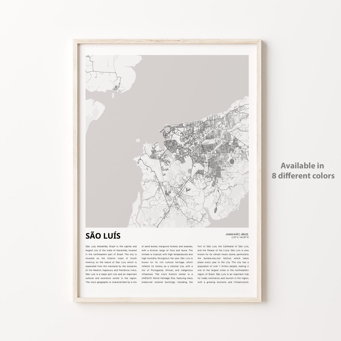 So Lus Map Print Travel Wall Decor Art Maranho Housewarming Gift