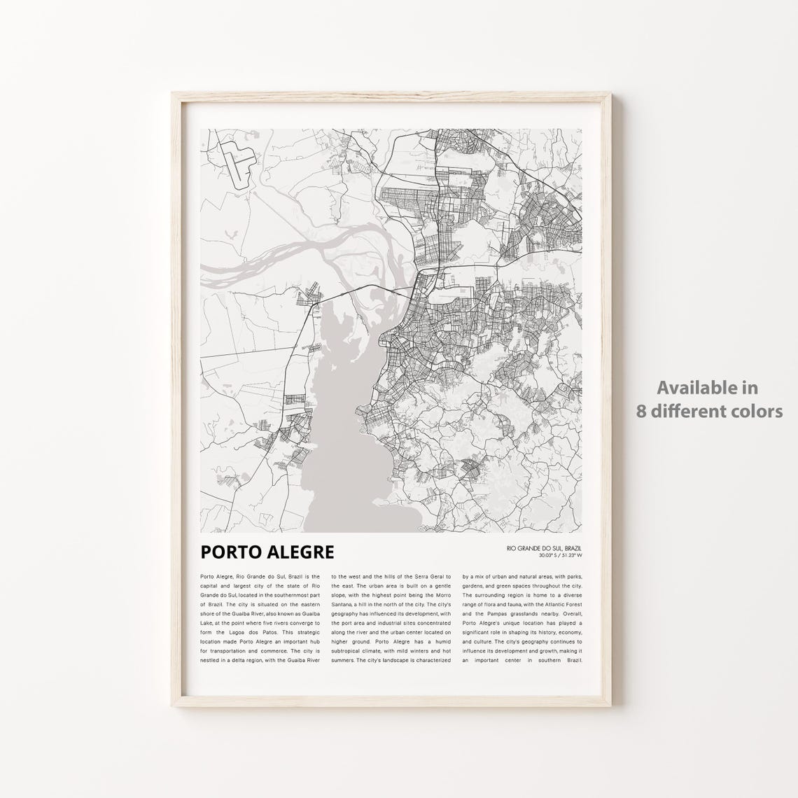Porto Alegre Brazil City Street Minimalist Map Travel Poster
