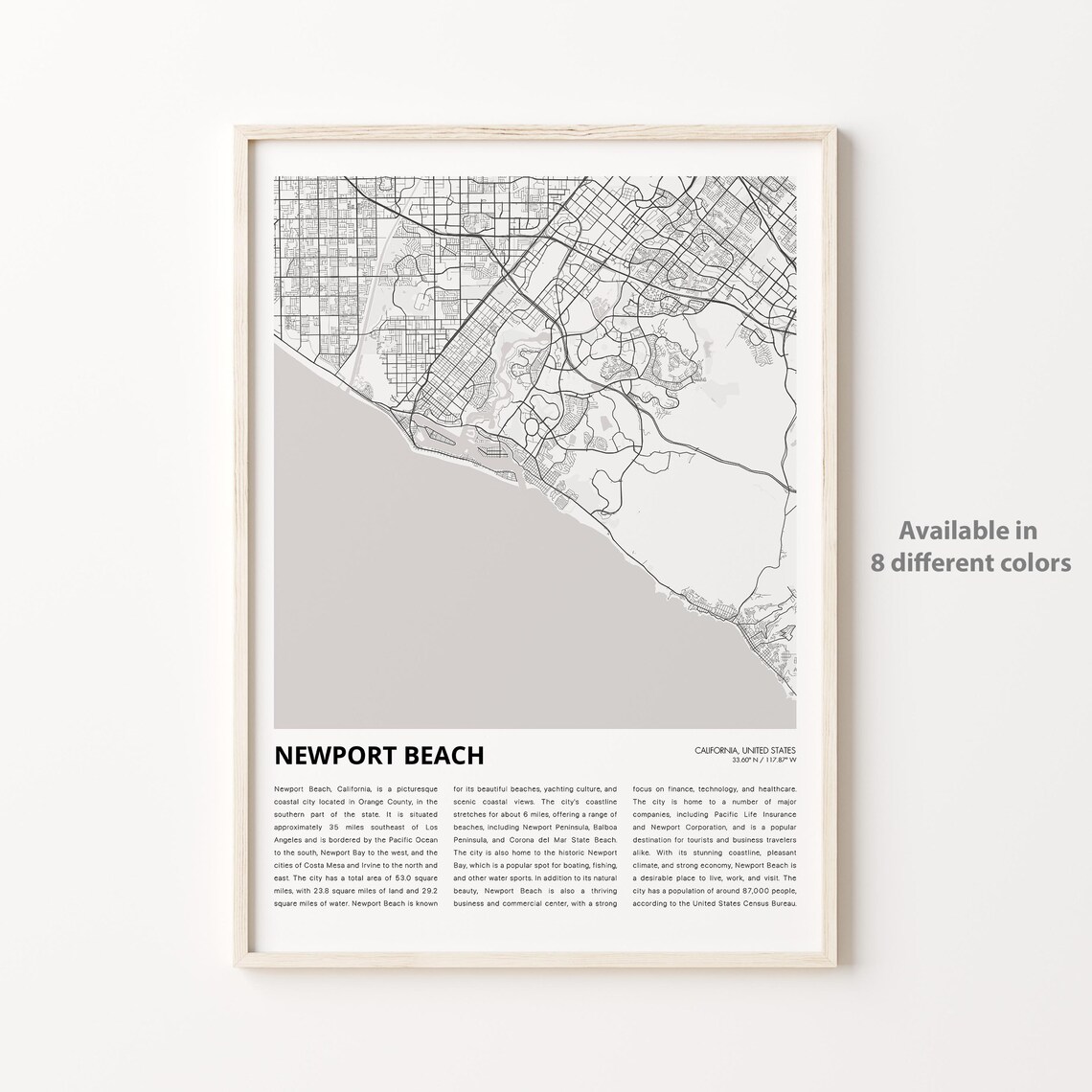 Newport Beach Map Art Print, Travel Wall Decor