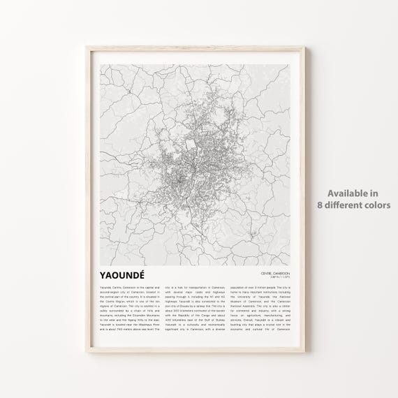 Yaounde Cameroon Capital City Minimalist Street Map Travel Poster