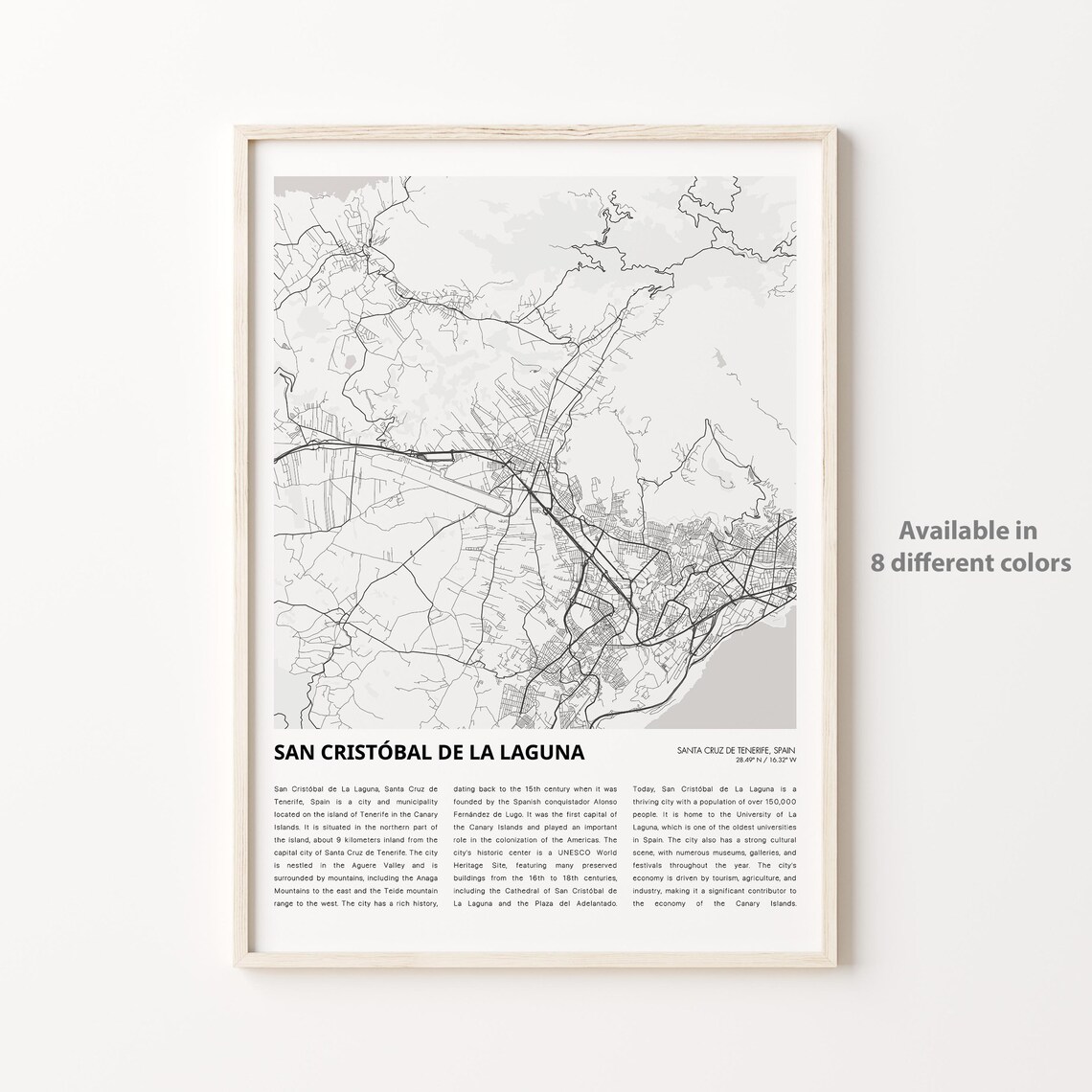 San Cristóbal De La Laguna Tenerife Spain City Map Travel Poster