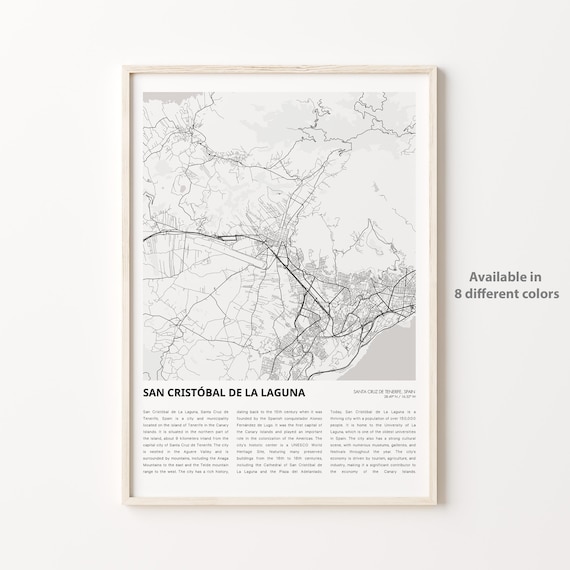 San Cristóbal De La Laguna Tenerife Spain City Map Travel Poster