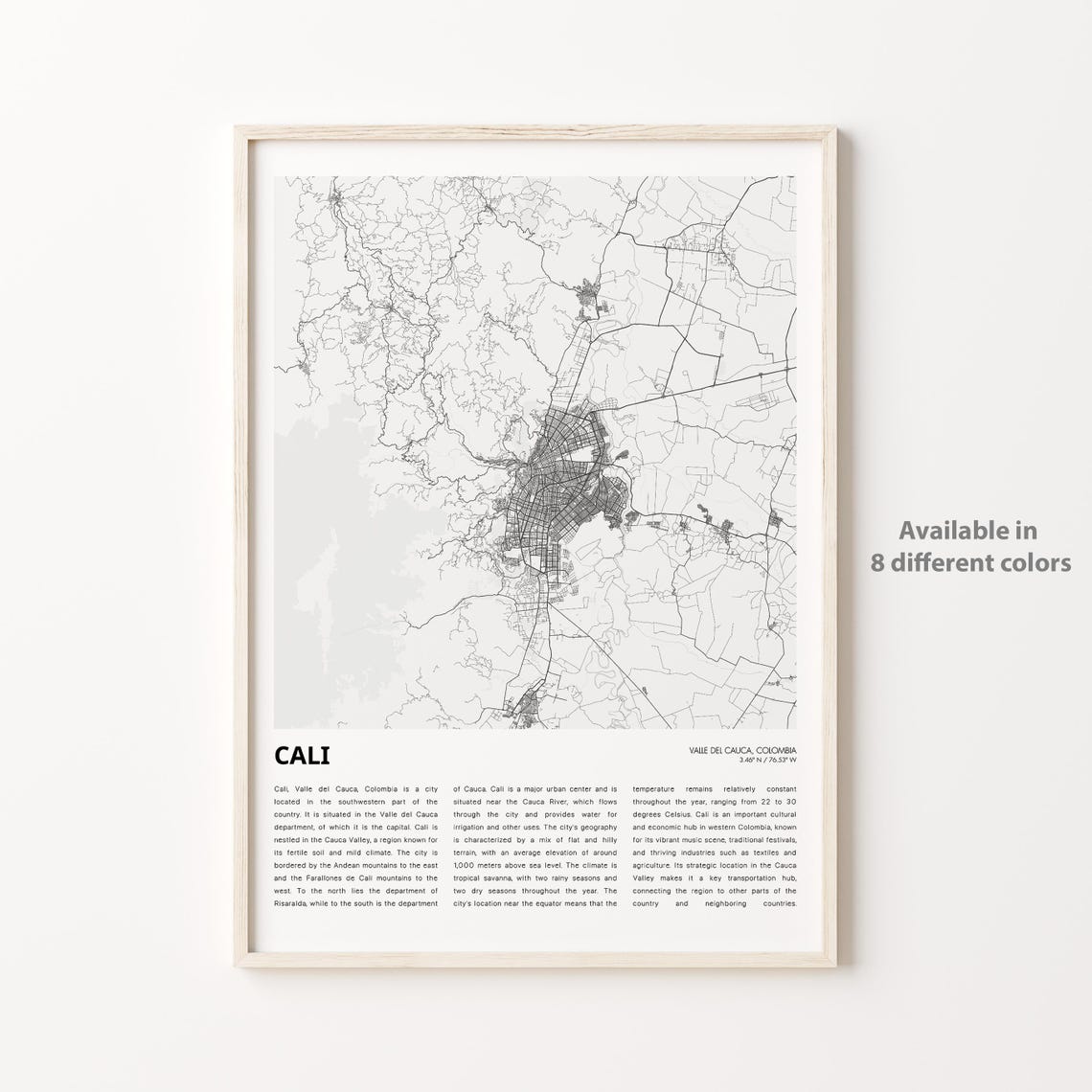 Cali Valle Del Cauca Colombia Minimalist City Map Art Poster