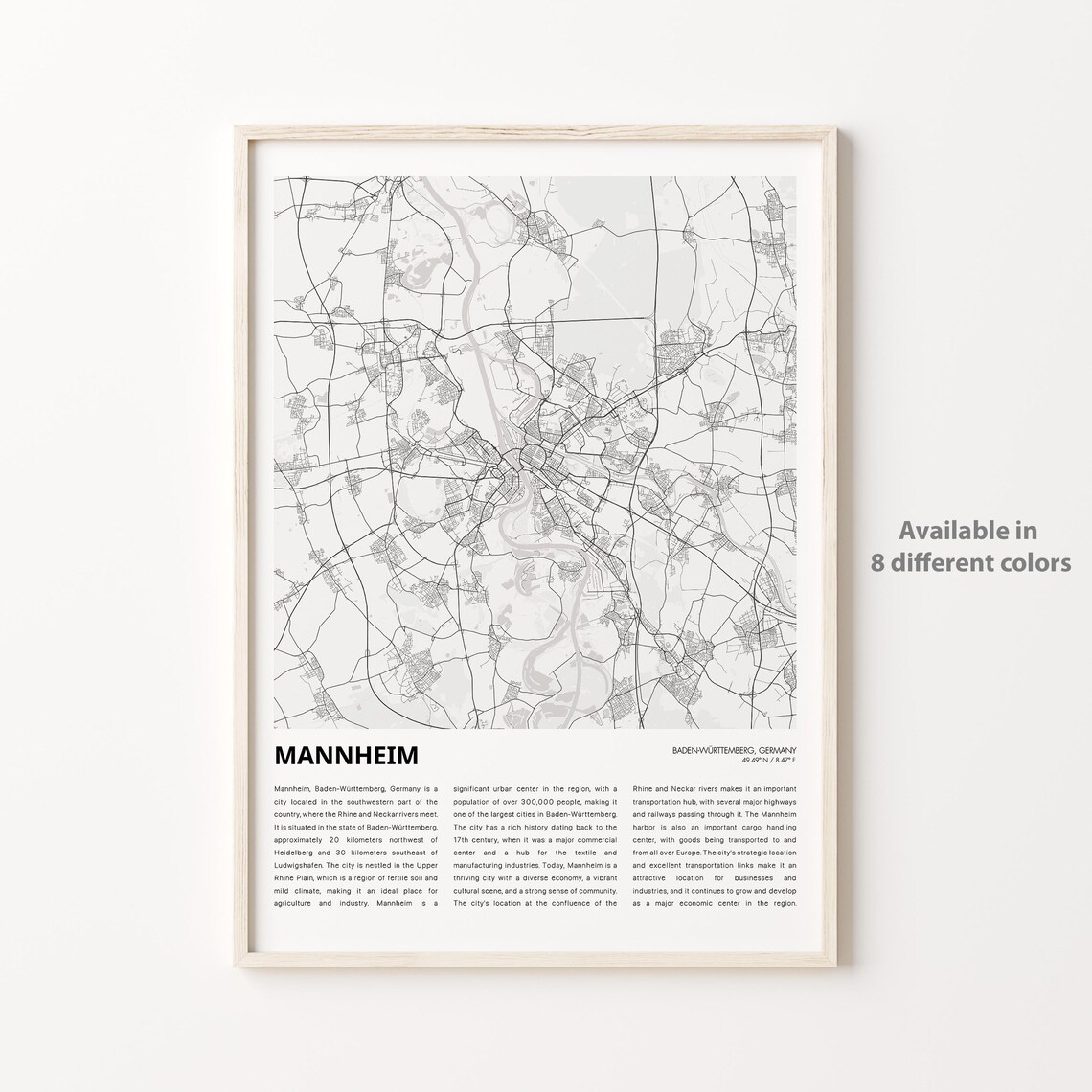 Mannheim Germany Rhine City Street Map Minimalist Travel Poster
