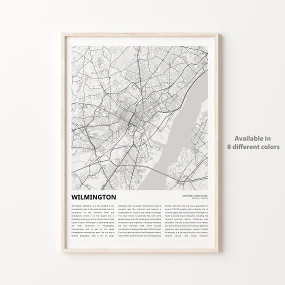 Wilmington Delaware River City Minimalist Street Map Art Poster
