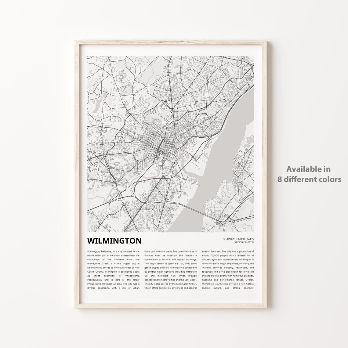 Wilmington Delaware River City Minimalist Street Map Art Poster