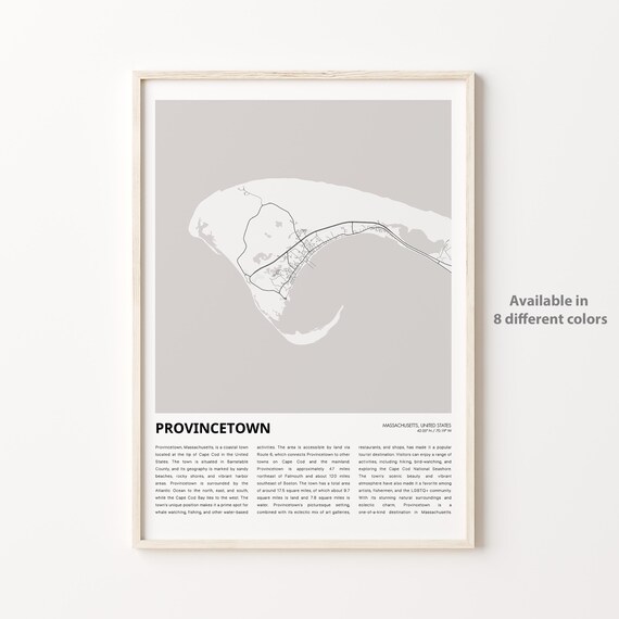 Provincetown Massachusetts Cape Cod Coastal Town Map Wall Poster
