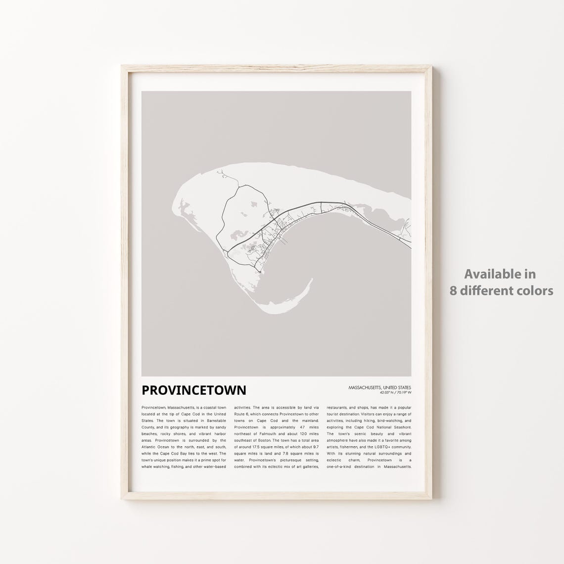 Provincetown Massachusetts Cape Cod Coastal Town Map Wall Poster