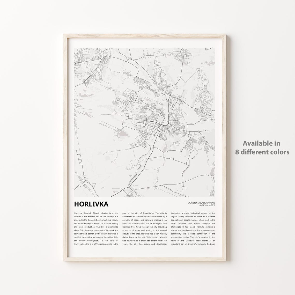 Horlivka Ukraine Donbas Minimalist City Map Poster Decor Art