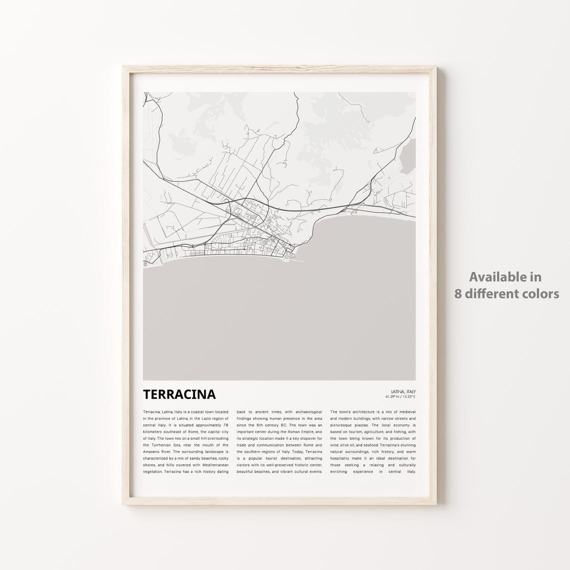Terracina Italy Minimalist City Map Travel Wall Decor Poster