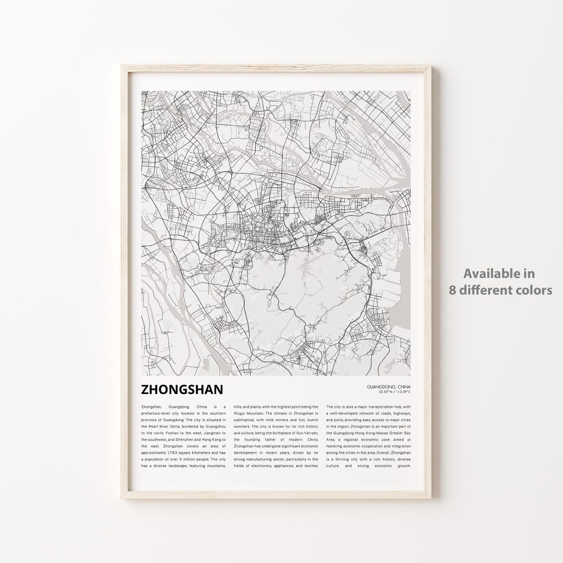 Zhongshan Guangdong China Minimalist City Map With Coordinates Poster