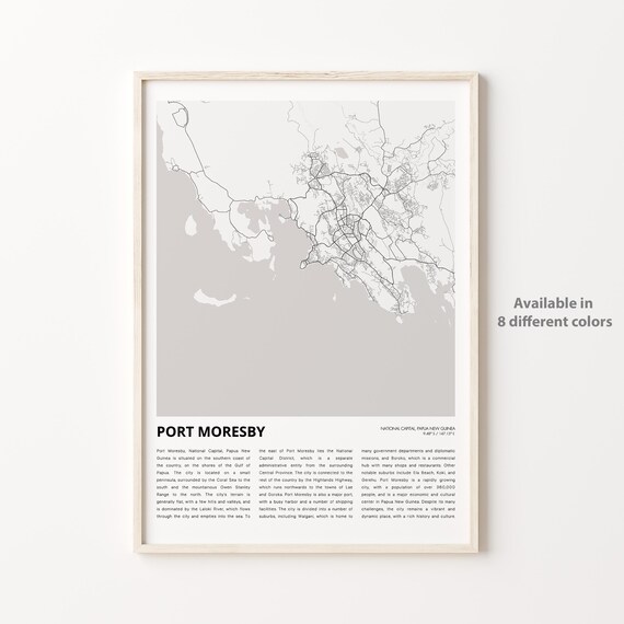 Port Moresby Papua New Guinea Map Minimalist Pacific Travel Wall Poster