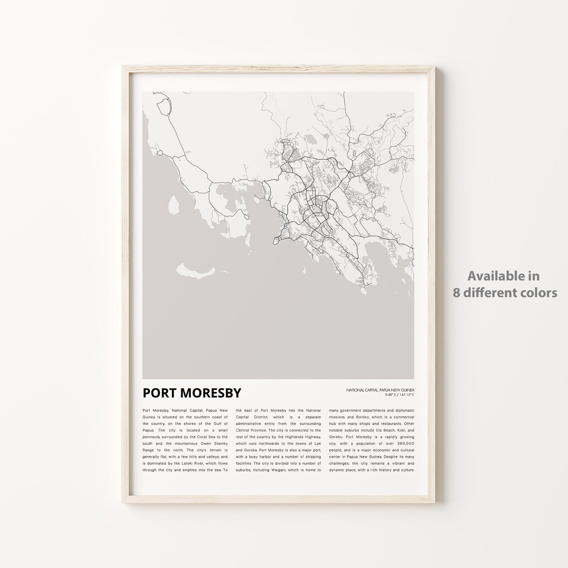 Port Moresby Papua New Guinea Map Minimalist Pacific Travel Wall Poster