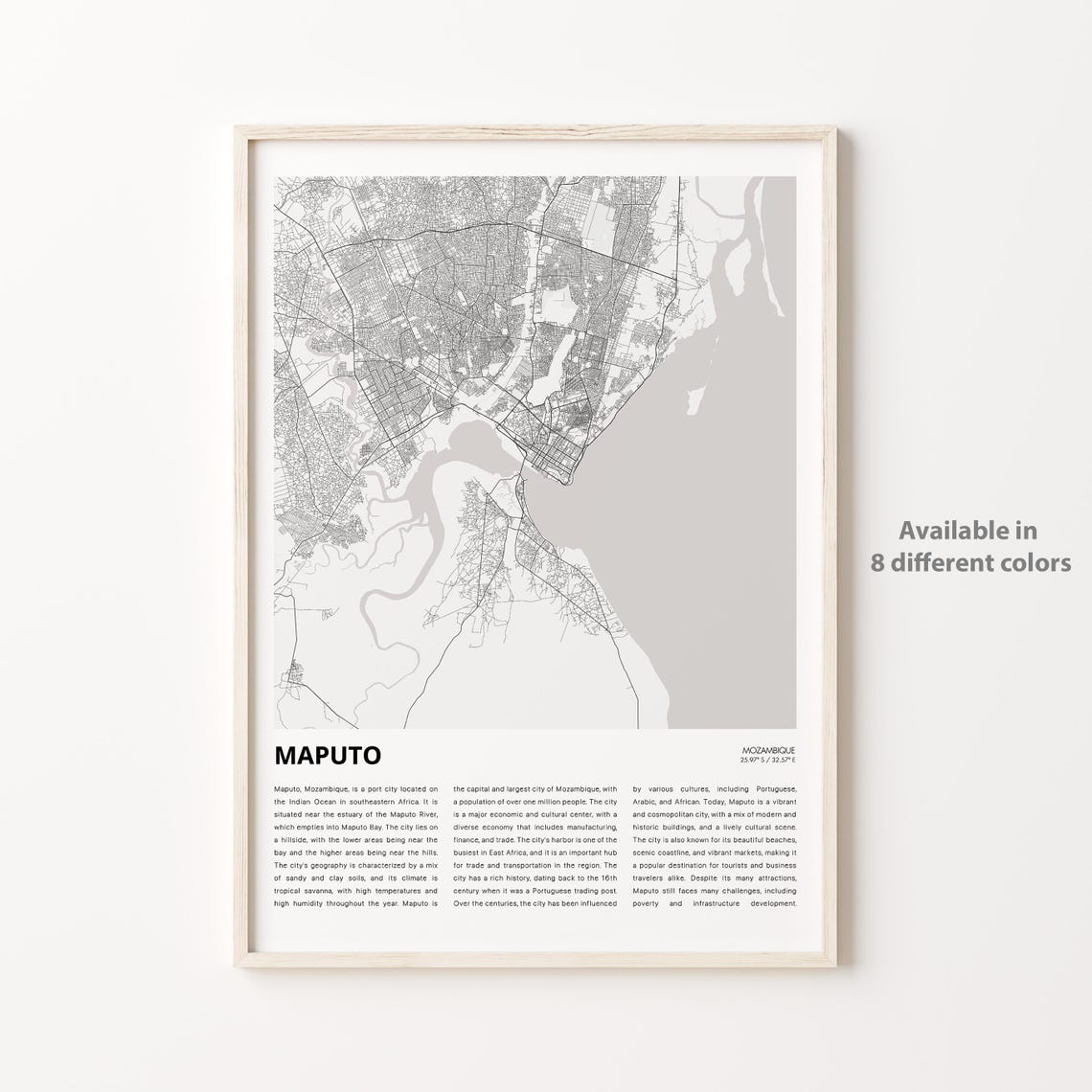 Maputo Map Print Travel Wall Decor Art Housewarming Gift