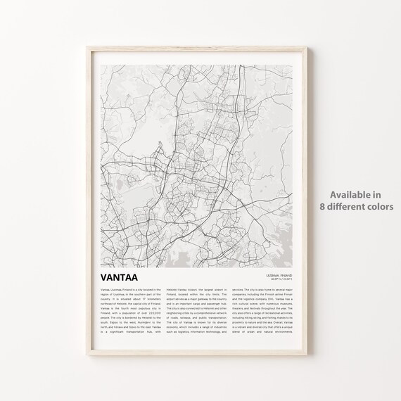 Vantaa Finland Minimalist Nordic City Street Map Artwork Poster