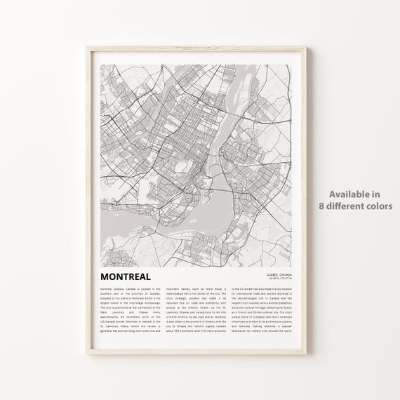 Montreal Map Print Travel Wall Decor Art Housewarming Gift