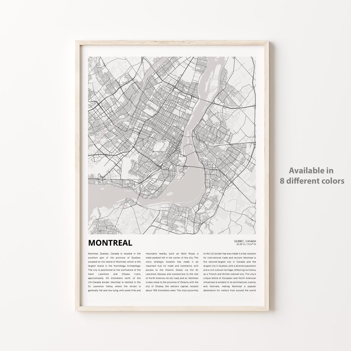 Montreal Map Print Travel Wall Decor Art Housewarming Gift